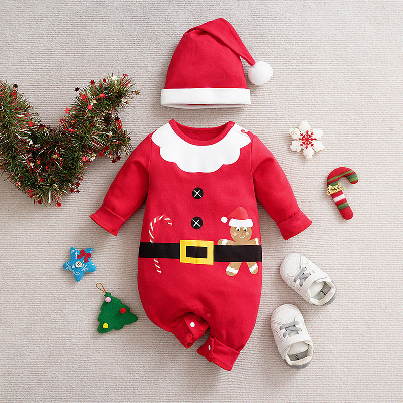 Autumn and winter Christmas baby jumpsuit baby clothes long-sleeved newborn crawling clothes baby Christmas clothing cross-border