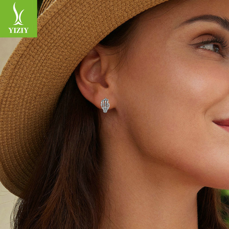 Silver Ziyun original Halloween skull hand bone earrings European and American dark style s925 sterling silver earrings earrings manufacturers