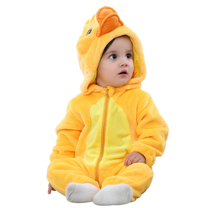 MICHLEY cross-border baby spring and autumn clothes infant and toddler jumpsuit flannel animal shape crawling clothes jumpsuit