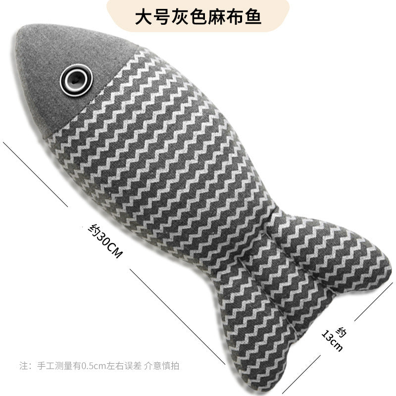 Extra Large Pet Catnip Fish Toy Cat Toy Cat Toy Cat Sackcloth Fish Self-Hi Catnip Doll Cat Toy