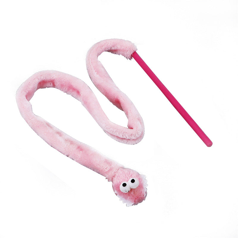 Cross-border factory spot plush cartoon snake cat teaser short rod pet supplies cat toy wholesale interactive cat fishing