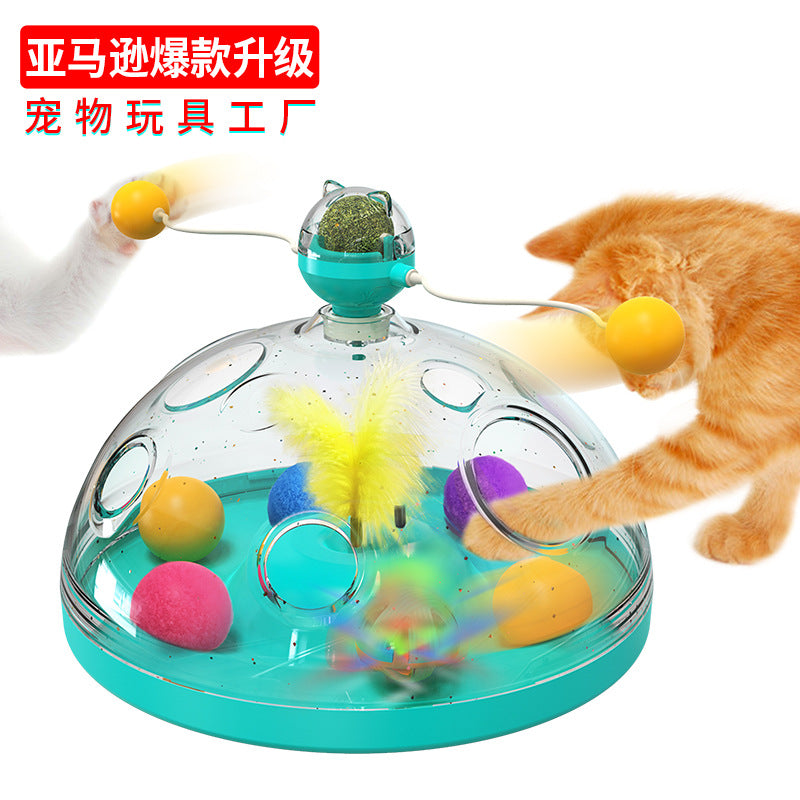 New Amazon pet supplies manufacturers wholesale company cat teaser stick treasure box cat windmill mint ball toy