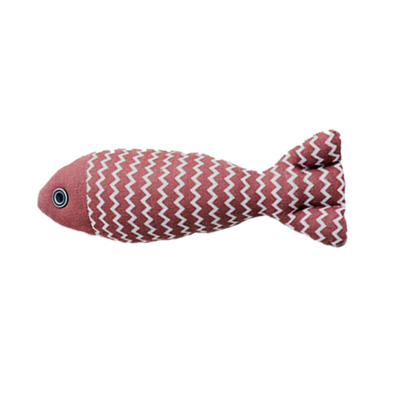 Cat Toy Cat Amusement Linen Fish Self-entertainment Catnip Fish Bite-resistant Cat Amusement Stick Simulation Mint Fish Pet Toy