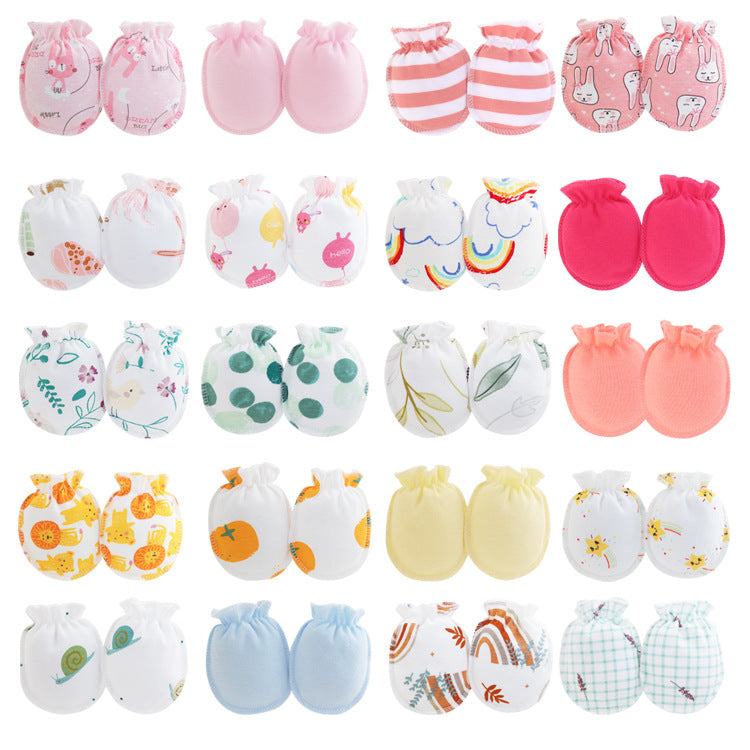2023 Spring, Summer and Autumn Thin Newborn Anti-scratch Gloves Baby Anti-scratch Face Comfortable Breathable Newborn Baby Protective Gloves