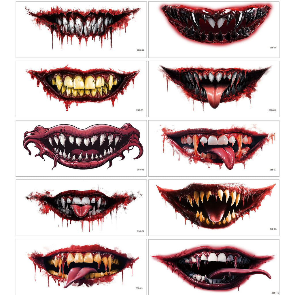 New foreign trade Halloween mouth tattoo stickers party horror makeup horror funny lip makeup DIY mouth stickers