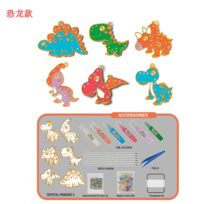 Children's baking-free glue painting crystal glue painting DIY Guka coloring pendant Christmas Halloween children's gift wholesale