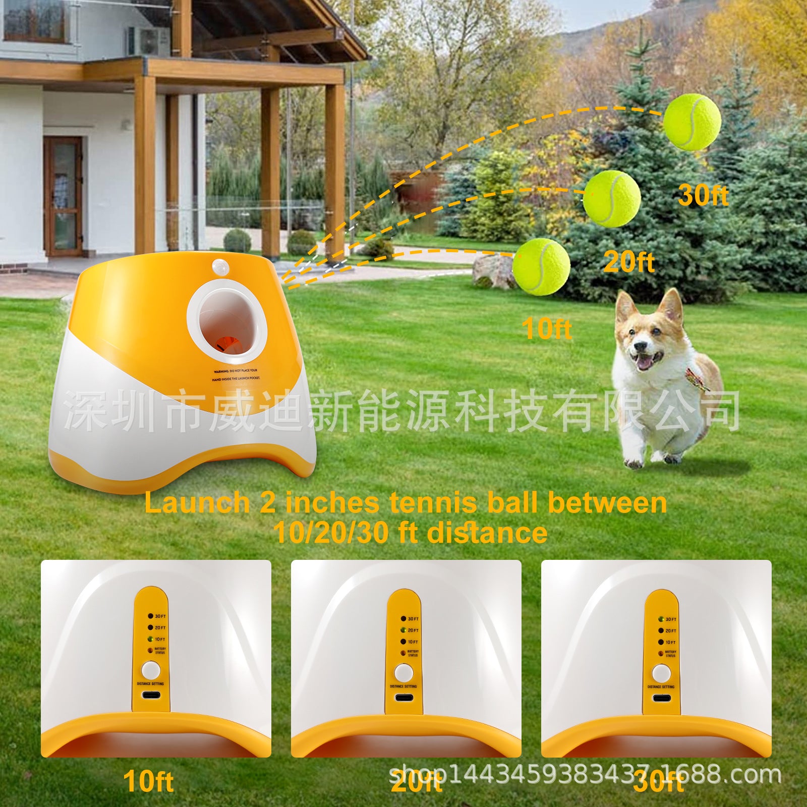 Cross-border pet ball throwing machine Pet cat and dog ball throwing machine 6 balls outdoor automatic dog ball launcher tennis ball pet toy