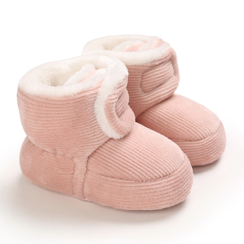 Baby shoes soft-soled shoes thickened spot toddler shoes warm cotton shoes plus velvet baby boots 0-1 years old snow boots