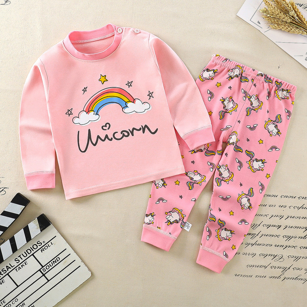Children's underwear set cotton pajamas girls baby long johns cotton boys home clothes children's clothing wholesale