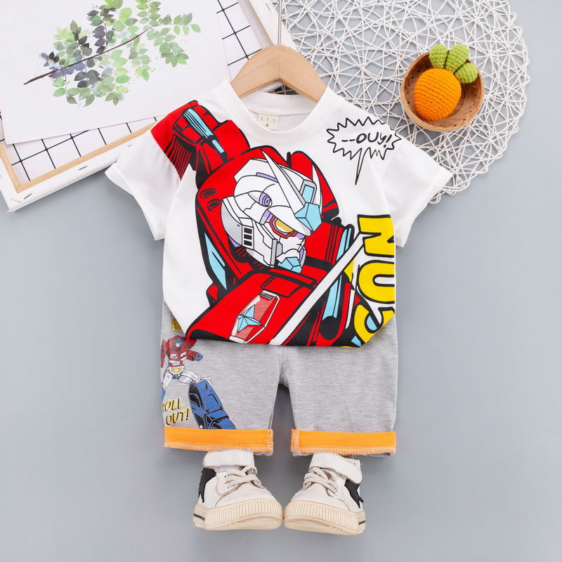 2023 children's clothing summer new style children's clothing boys baby infant suit T-shirt short-sleeved two-piece suit Korean version cross-border