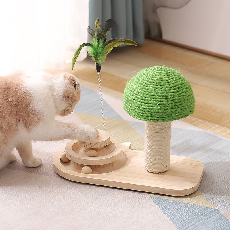 Factory direct supply new cat turntable cat scratching board sisal ball solid wood turntable durable cat toy pet supplies