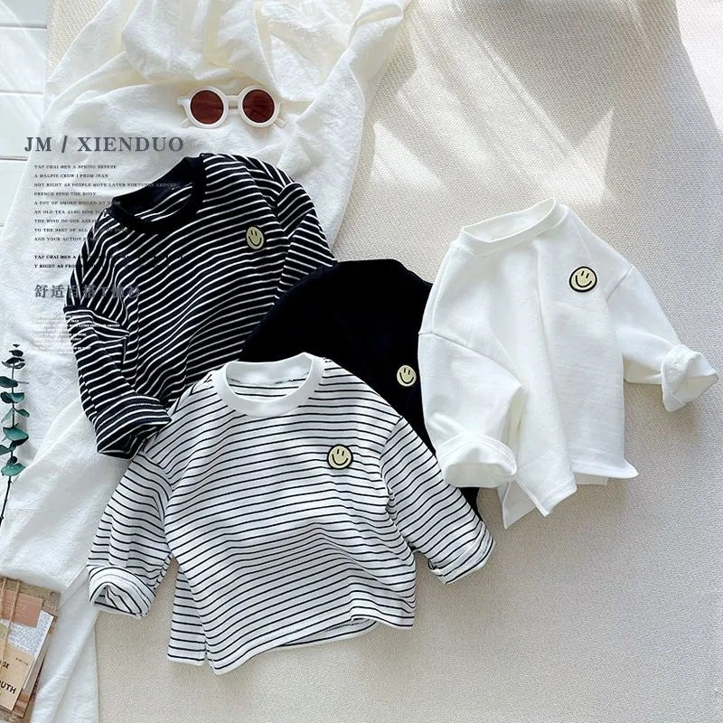 Children's long-sleeved T-shirt for boys and girls spring and autumn Korean version loose bottoming shirt baby autumn 2023 new tops elastic t