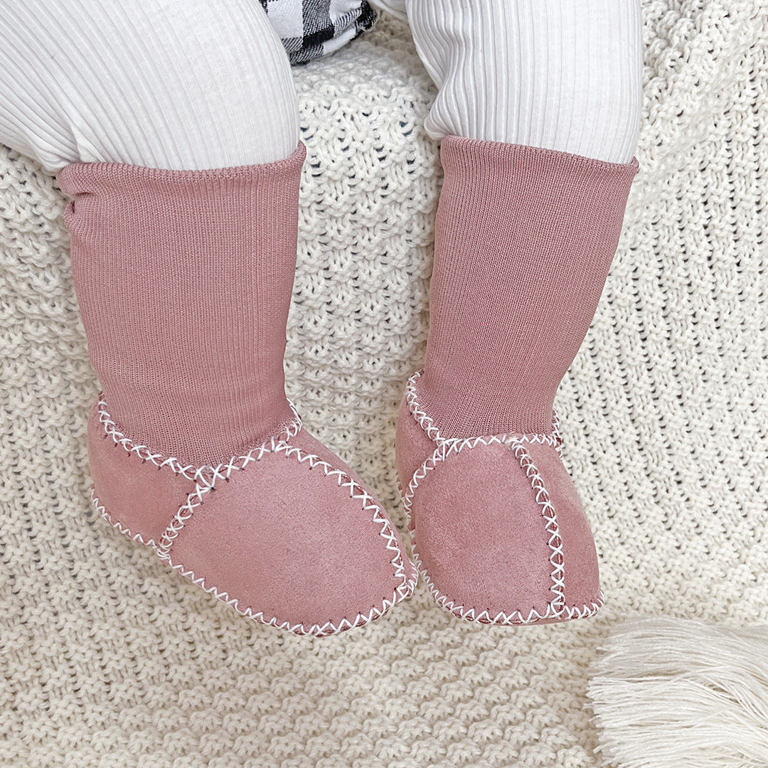 Autumn and winter newborn baby toddler shoes non-slip thickened anti-wool boys and girls do not fall off socks shoes soft sole