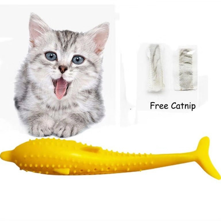 Cat toothbrush cat toothbrush cross-border supply cat silicone fish cat toy pet toothbrush catnip fish