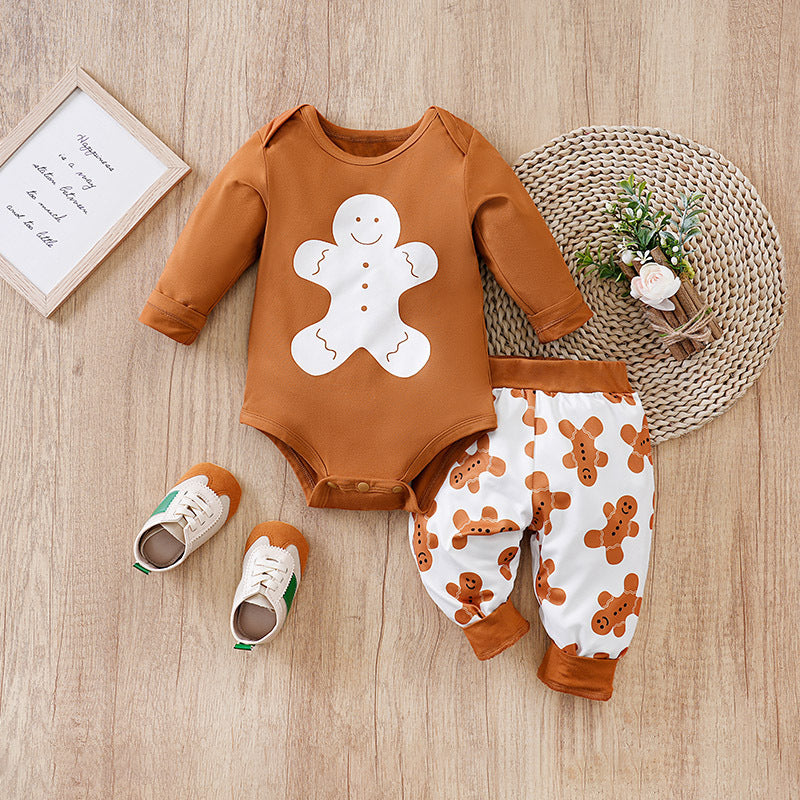 Autumn and winter Christmas baby jumpsuit baby clothes long-sleeved newborn crawling clothes baby Christmas clothing cross-border