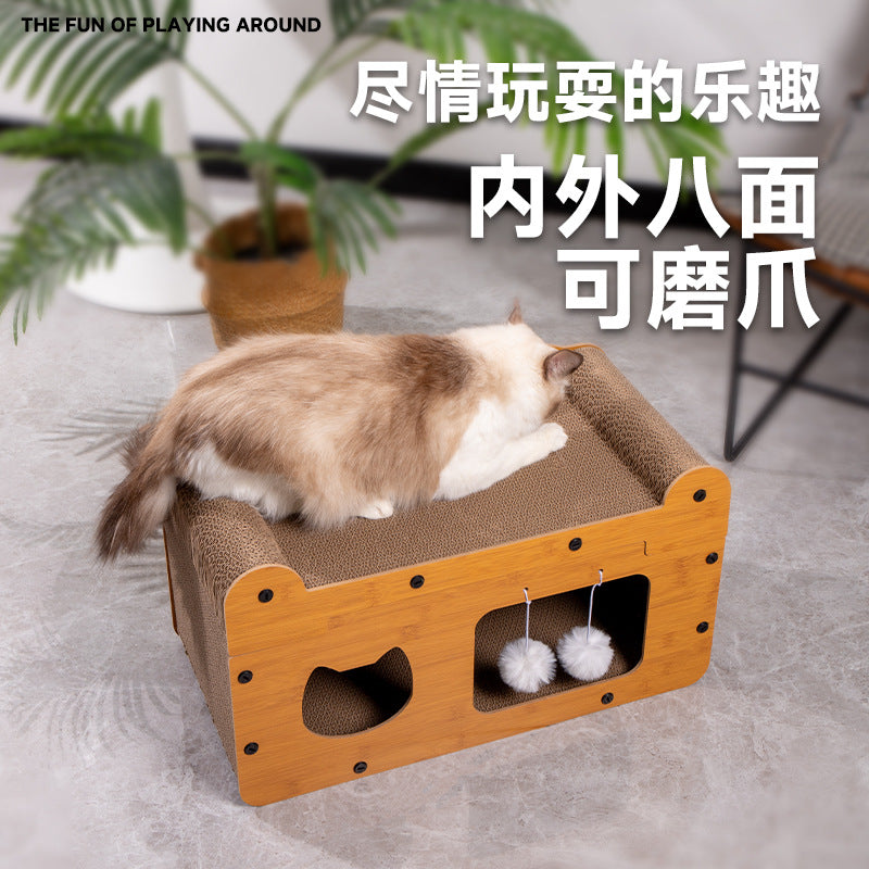 New cat scratching board cat bed integrated wear-resistant scratch-resistant vertical cat claw board cat tunnel toy pet supplies wholesale