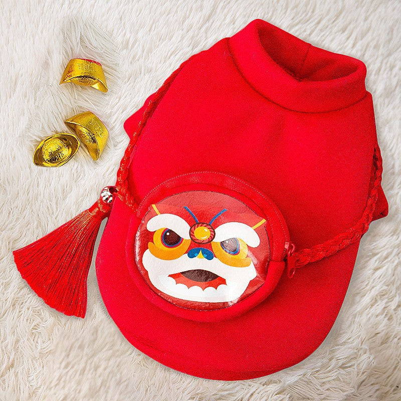 Autumn and winter dog clothes thin fleece warm hooded sweatshirt funny cat two-legged pet clothes Teddy transformation outfit