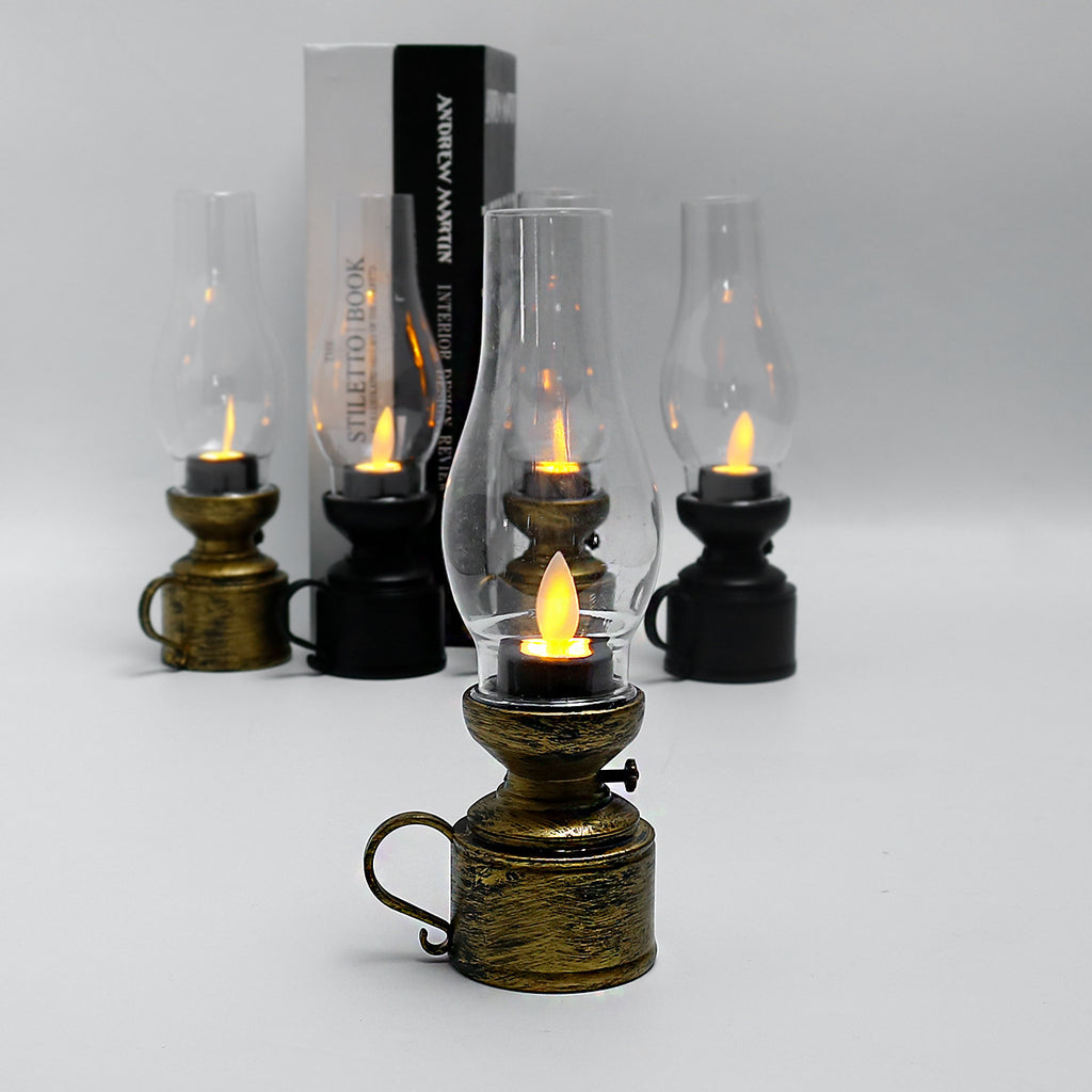 Halloween candle lamp small oil lamp retro electronic kerosene lamp simulation nostalgic ornaments atmosphere night light Christmas candlestick