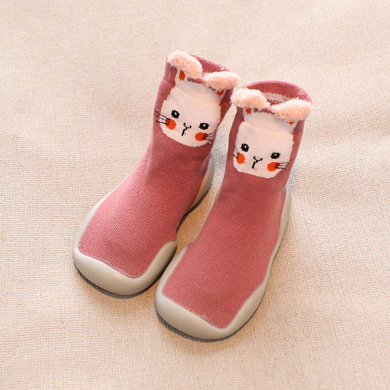 Children's socks shoes spring and autumn baby toddler shoes socks cartoon boy baby floor shoes girl baby waterproof non-slip mid-tube socks shoes