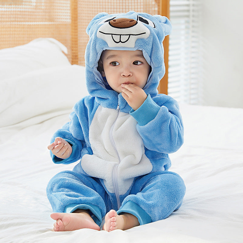 MICHLEY cross-border children's animal jumpsuits crawling clothes baby large size crawling clothes infant flannel crawling clothes