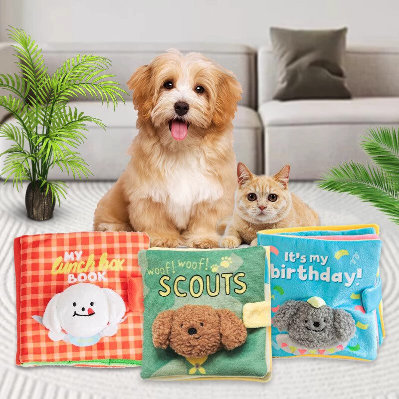 Spot ins leaked food hiding food sniffing cute cloth book toy dog cat plush pet puzzle boring artifact