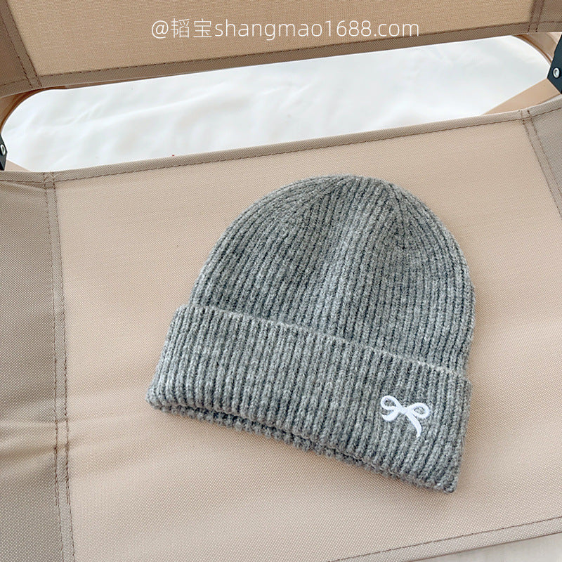 2025 new children's knitted hat winter embroidery cotton yarn hat baby girl casual all-match outdoor warm cold hat