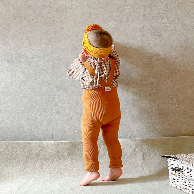 Spanish style spring and autumn high waist suspenders nine-point pants baby big butt leggings baby leggings