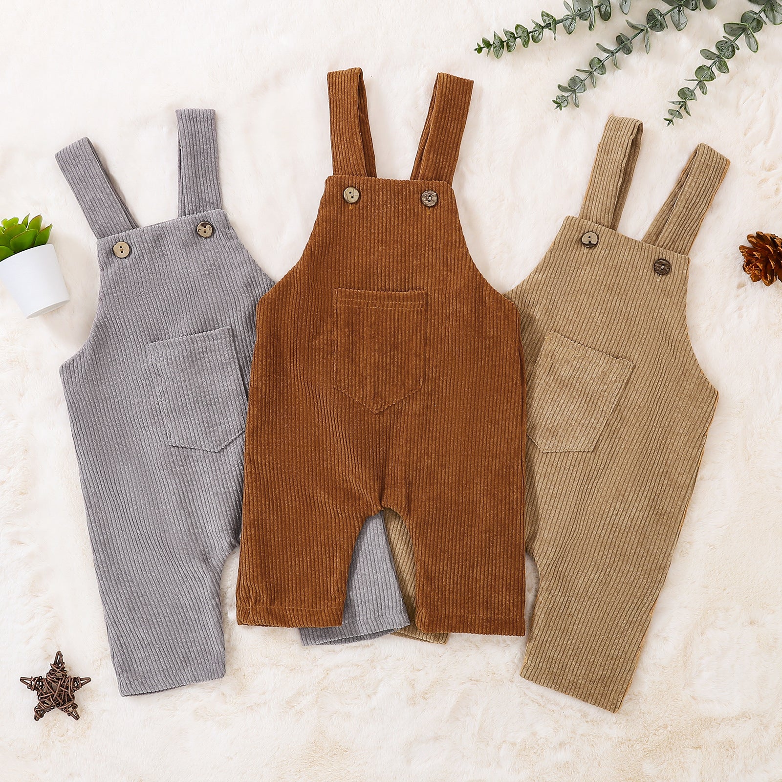 Cross-border exclusively for autumn new European and American men and women baby corduroy suspenders casual pants one drop