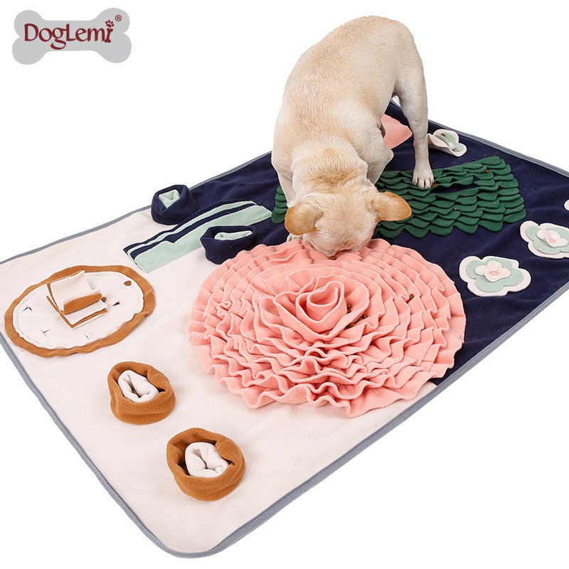 Western-style dining table pet sniffing mat Tibetan food puzzle plush dog toy training decompression extra large dog sniffing mat