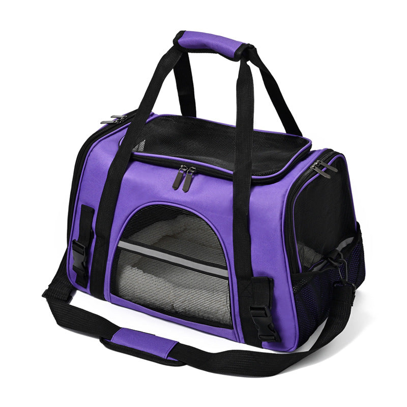 Factory pet bag portable travel single shoulder crossbody pet box foldable breathable transparent cat and dog bag