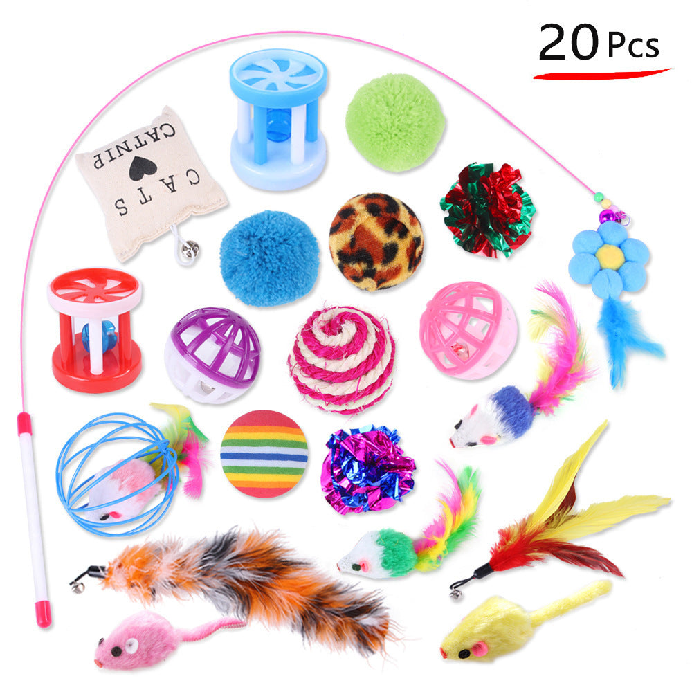 Summary of pet cat toy set 21 pieces cat channel cat teaser plush mouse Amazon combination toy
