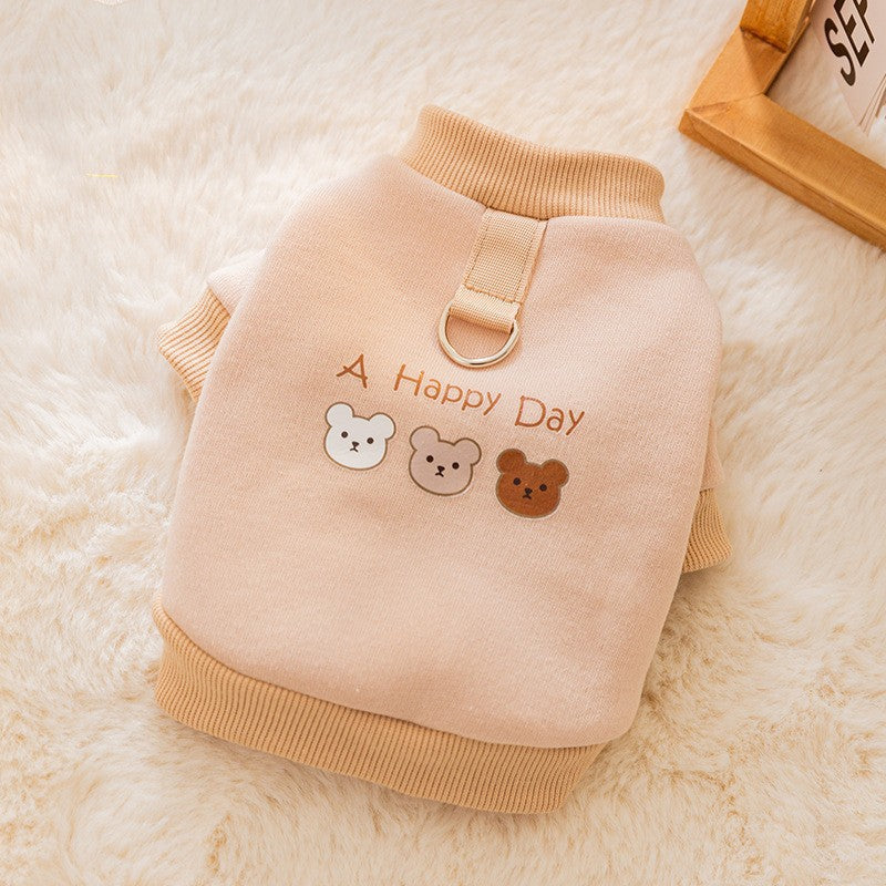 Autumn and winter dog clothes thin fleece warm hooded sweatshirt funny cat two-legged pet clothes Teddy transformation outfit