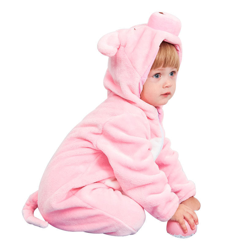 Mimi miles green dinosaur baby hooded animal crawling clothes flannel children's clothes cute baby crawling clothes