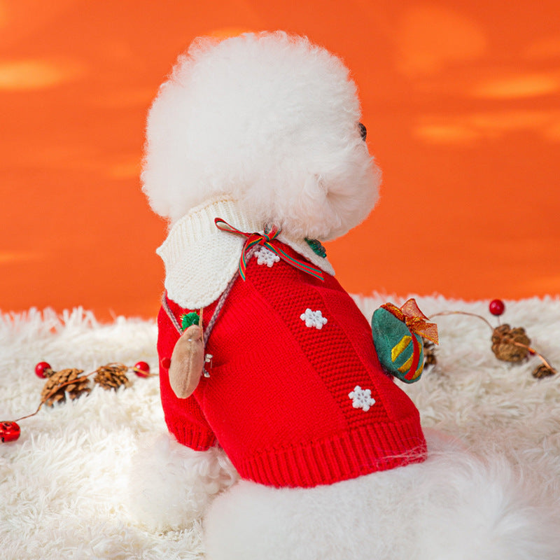 Puppy Autumn and Winter Christmas Elk Pet Sweater Cat Two-legged Knitted Sweater Warm Teddy Pet Clothes