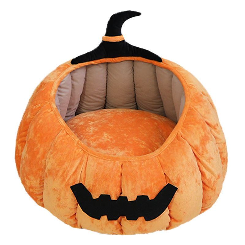 Pumpkin nest cat nest four seasons universal dog nest winter warm sleeping mat house bed pet nest Halloween supplies