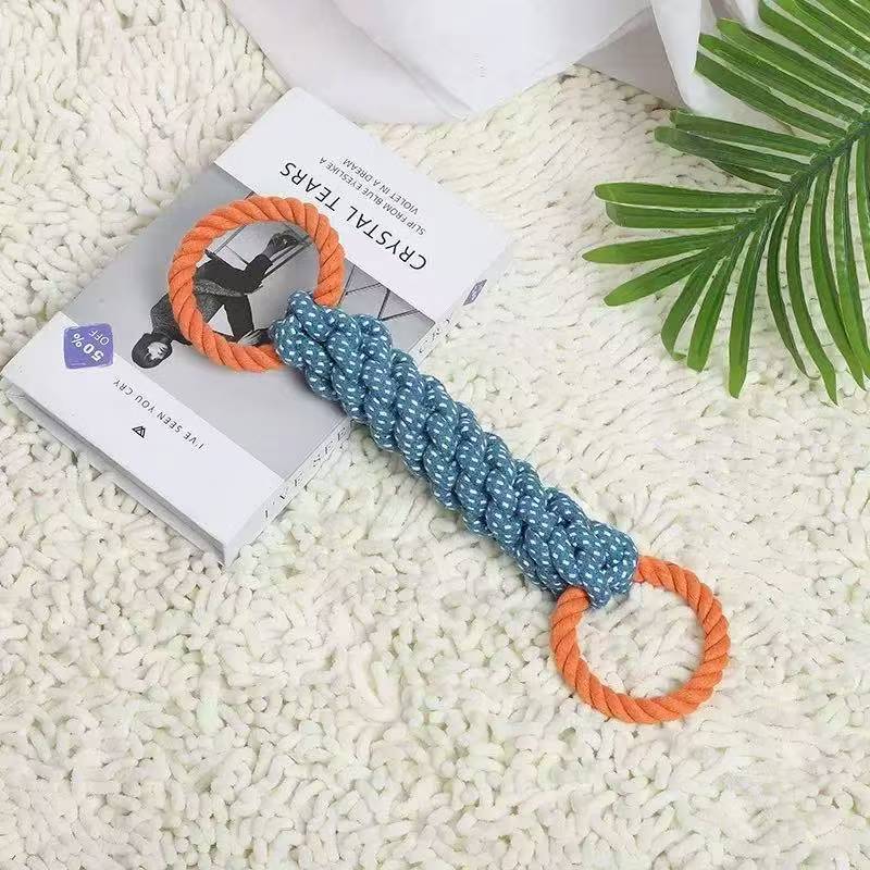 Pet dog cotton rope toy corn stick interactive strong bite resistant dog decompression boredom dog tug of war rope knot ball toy