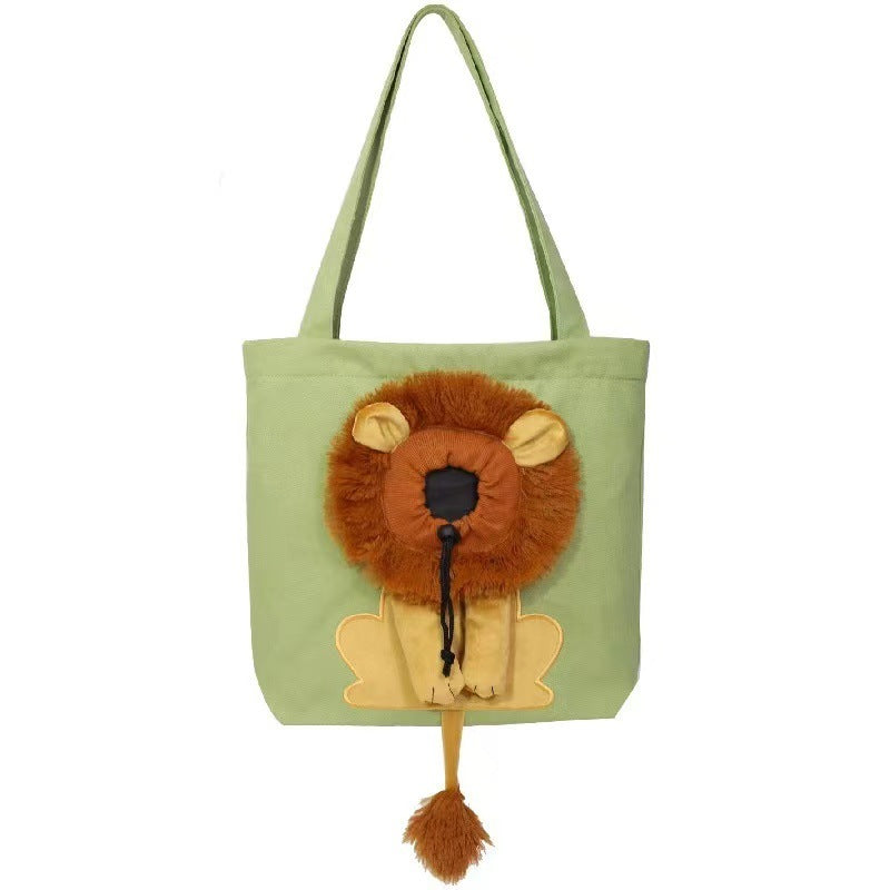 Pet go out backpack small lion cat pet bag canvas single shoulder strap zipper retractable kitten available