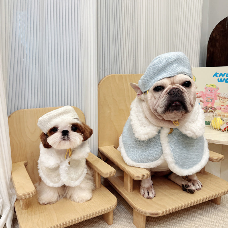Dog Clothes Pet Autumn and Winter French Bulldog Schnauzer Bichon Maltese Shih Tzu Small Dog Small Chanel Style Cloak