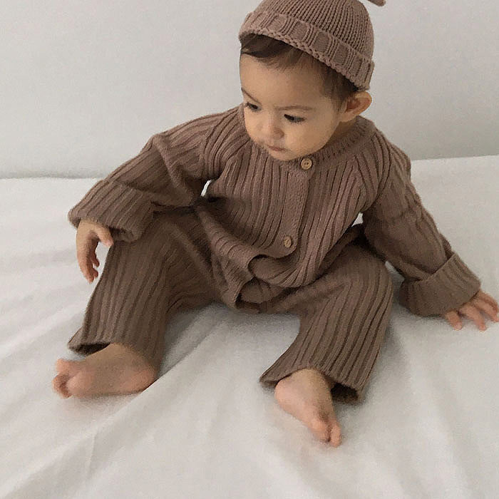 Korean style ins style baby autumn and winter clothing for men and women baby long-sleeved knitted one-piece romper sweater outdoor clothing