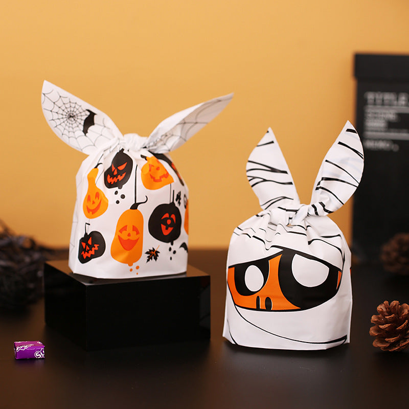 Cross-border Halloween packaging bags Amazon bunny ears snack bags baked biscuit bags gift bags pumpkin candy bags