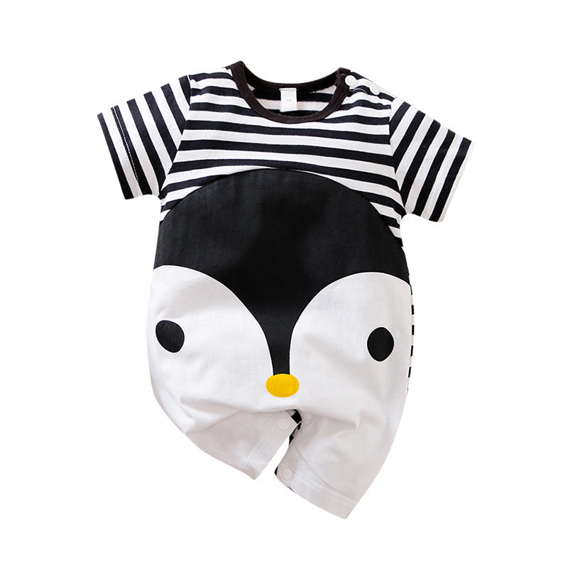 Baby jumpsuit summer clothes baby short-sleeved clothes ins style newborn cartoon animal crawling cotton romper