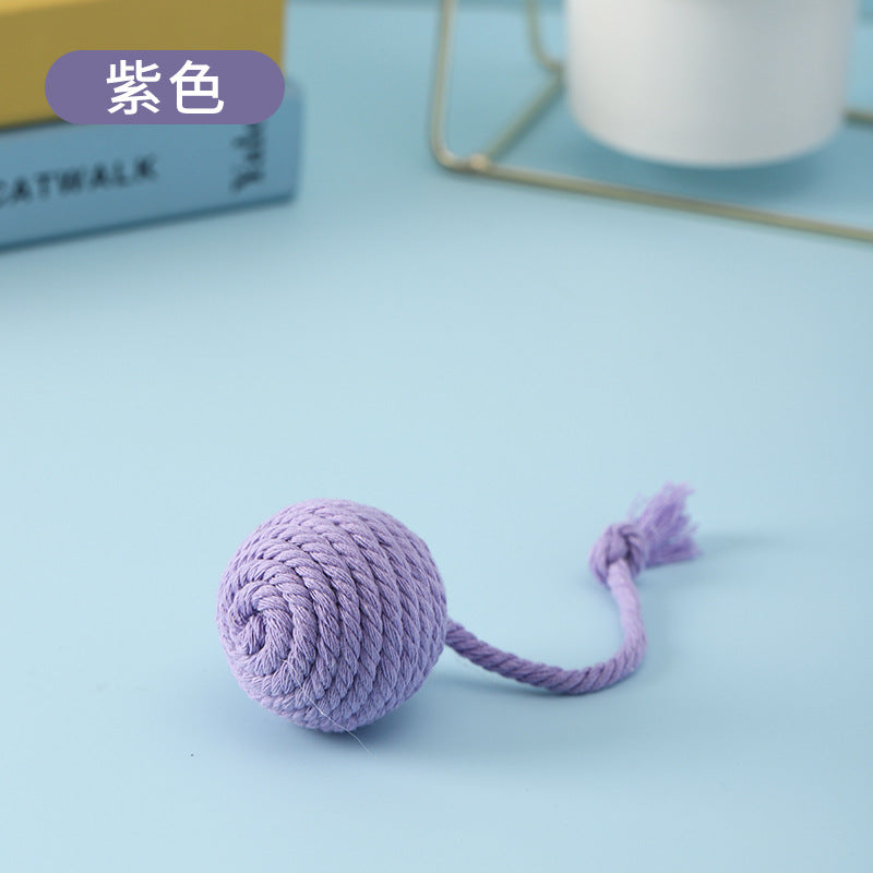 Pet Handmade Chewing Toy Hand-Pull Long Tail Cotton Ball 5cm Dog Leash Small Dog Chewing Toy Factory Wholesale