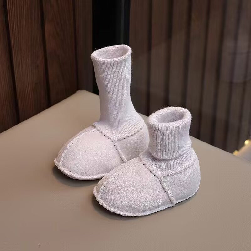 Baby toddler shoes soft sole winter 0-1 years old warm imitation sheepskin fur integrated baby shoes floor socks indoor shoes