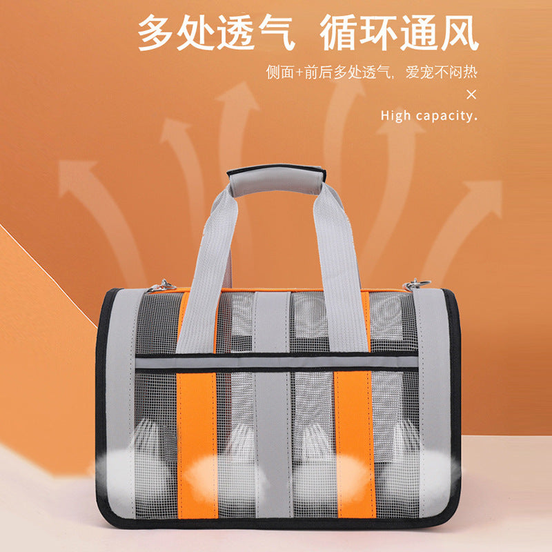 Cat bag portable large space pet handbag mesh breathable foldable cat and dog outing pet bag