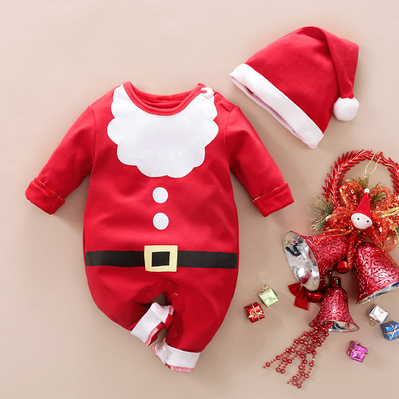 Autumn and winter Christmas baby jumpsuit baby clothes long-sleeved newborn crawling clothes baby Christmas clothing cross-border