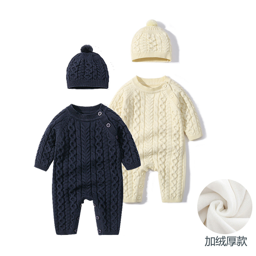Baby sweaters autumn and winter infant clothes European and American knitted twist baby romper fashionable baby crawling clothes