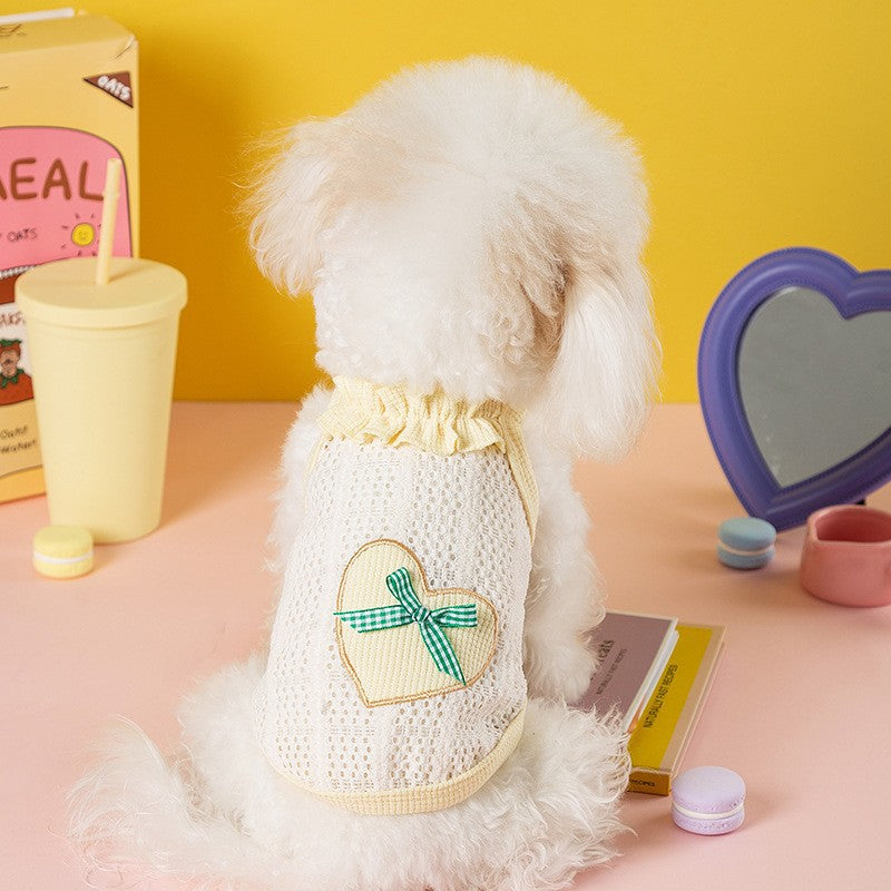 Three-dimensional small flower traction sling spring and summer thin dog clothes Teddy Yorkshire terrier small puppy pet clothes