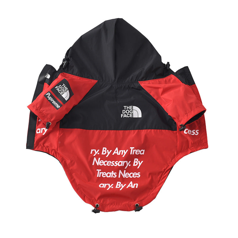 Cross-border new pet clothes dog jacket rainproof breathable two-legged hooded clothing one piece drop shipping