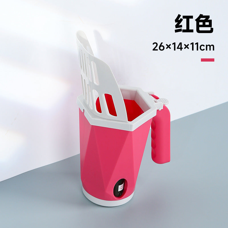 Pet cat poop shovel integrated color matching cat litter shovel with garbage bag storage shovel poop artifact cat cleaning supplies