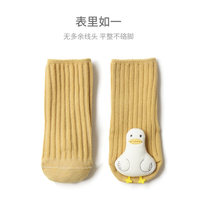 Newborn baby socks 2023 spring new baby socks cute cartoon doll boys and girls mid-tube cotton socks